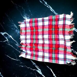 Vtg Regent by Carldyke 100% Orlon White Red Green Grey Check Plaid Blanket 46x35